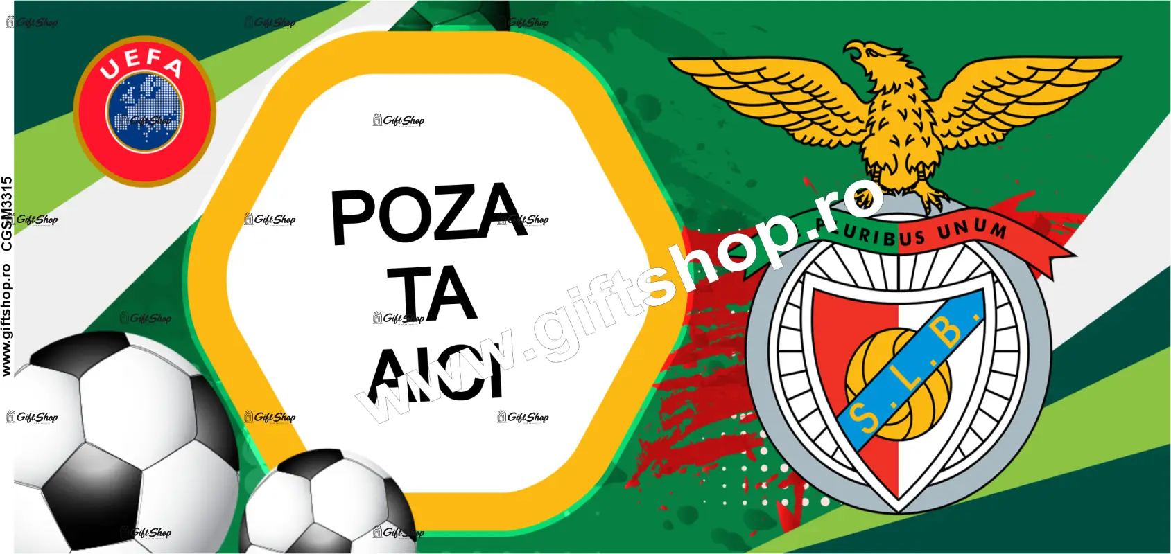 S.l. benfica, cana personalizata cu poza, model 3315